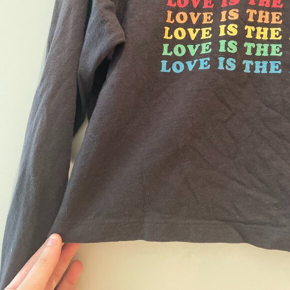 Spiritual Gangster Black Long Sleeve Crop Top & Love Is The Answer Graphic - Picture 6 of 9